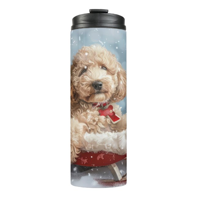 Goldendoodle Hund Weihnachten Thermosbecher (Vorderseite)