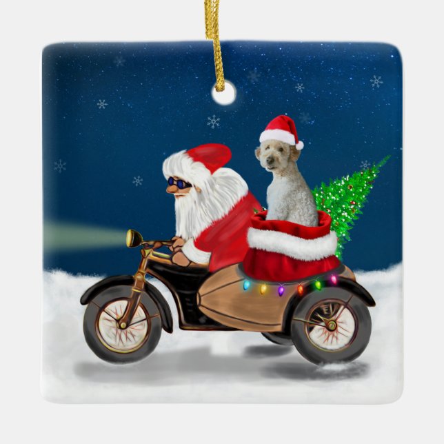 Goldendoodle Hund Weihnachten Weihnachtsmann Keramikornament (Vorderseite)