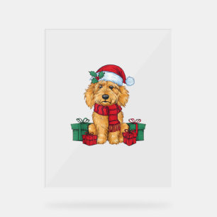 Goldendoodle Hund Weihnachtsfeier Santa Dog X Acrylschild