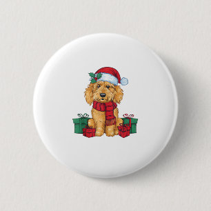 Goldendoodle Hund Weihnachtsfeier Santa Dog X Button