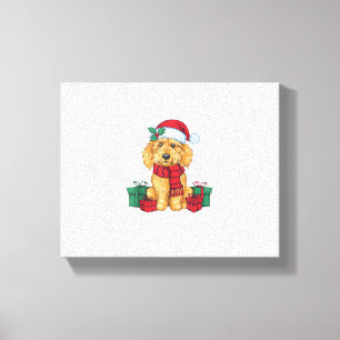 Goldendoodle Hund Weihnachtsfeier Santa Dog X Leinwanddruck