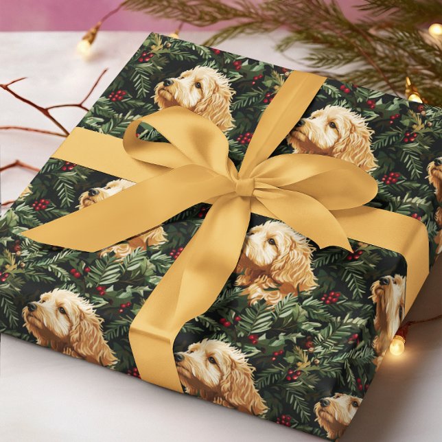 Goldendoodle Hund Weihnachtskiefer Geschenkpapier (Von Creator hochgeladen)