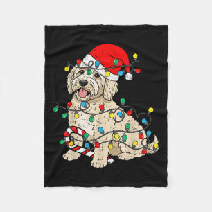 Goldendoodle Hund WeihnachtsLICHT Weihnachtsleute Fleecedecke