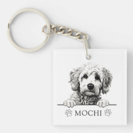 Goldendoodle Hunde Hand Zeichnend Personalisiert Schlüsselanhänger