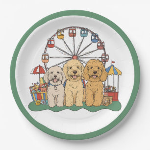 Goldendoodle Hunde im Karneval Pappteller