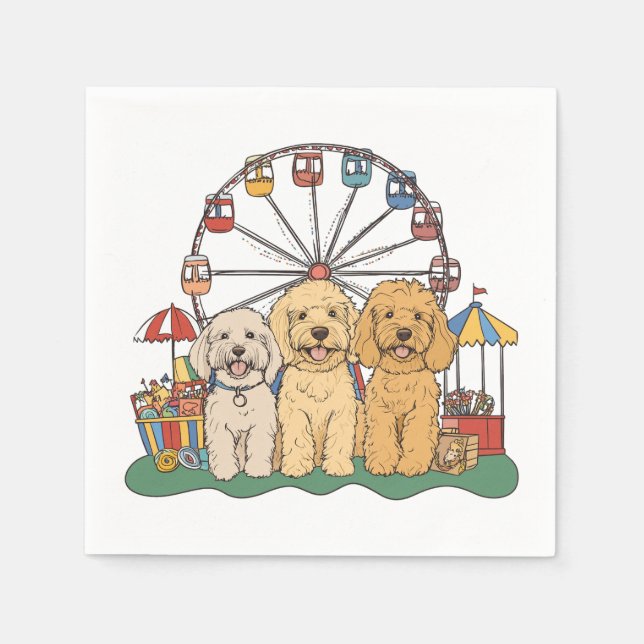 Goldendoodle Hunde im Karneval Serviette (Vorderseite)