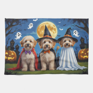 Goldendoodle Hunde Pumpkin Halloween Funny Geschirrtuch