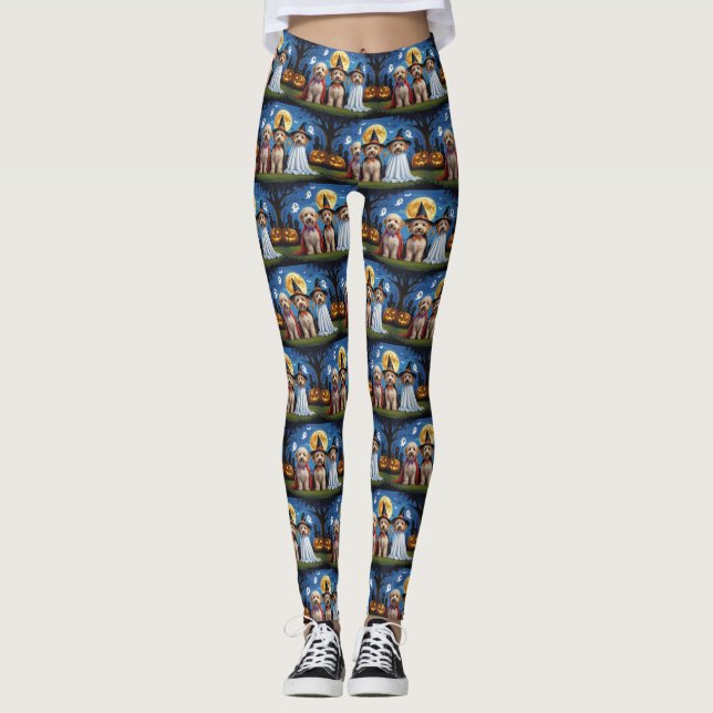 Goldendoodle Hunde Pumpkin Halloween Funny Leggings (Vorderseite)