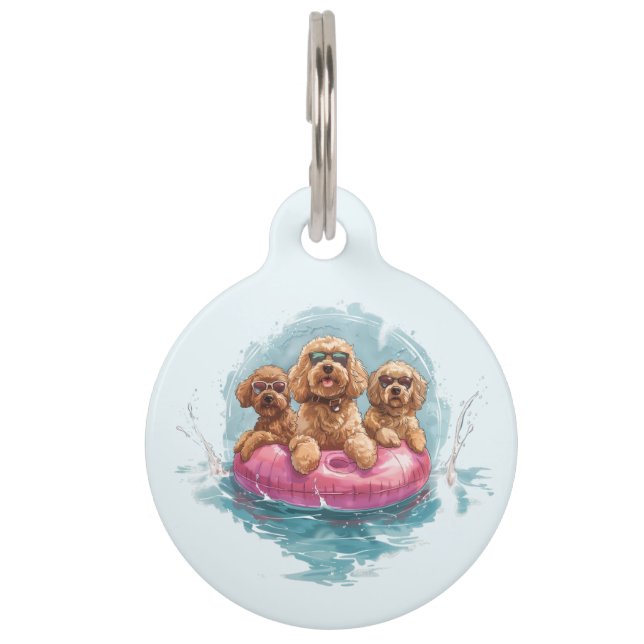 Goldendoodle Hunde Sommer Ananas Pool Float Haustiermarke (Vorderseite)