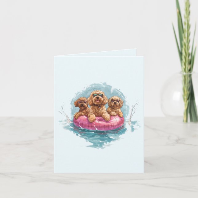 Goldendoodle Hunde Sommer Ananas Pool Float Karte (Vorderseite)