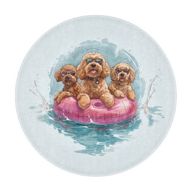 Goldendoodle Hunde Sommer Ananas Pool Float Schneidebrett (Vorderseite)