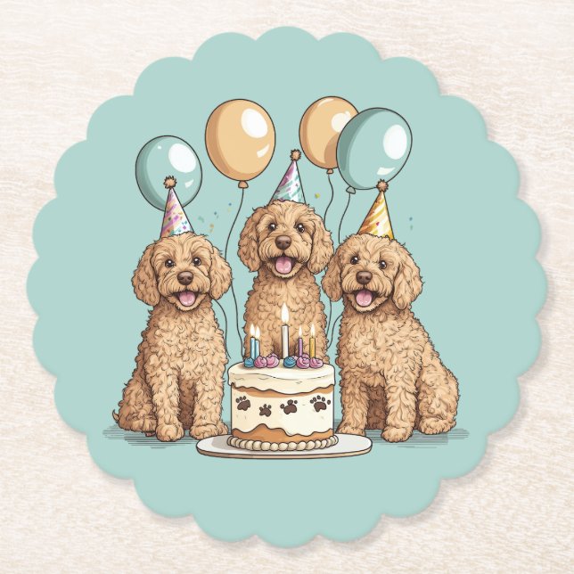 Goldendoodle Hunde zum Geburtstag Untersetzer (Vorderseite)