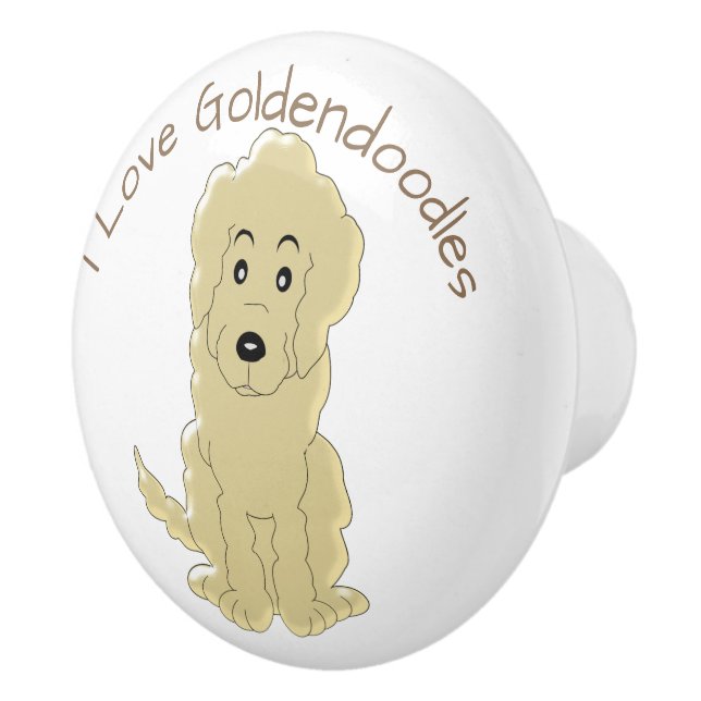 Goldendoodle Hundeentwurf Keramikknauf (Rechts)
