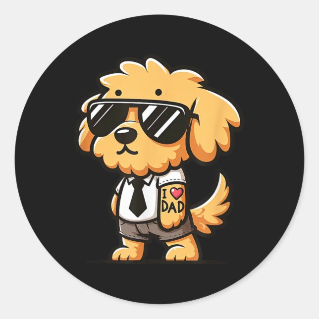 Goldendoodle I Liebe Vater Funny Dog Tattoo Runder Aufkleber (Vorderseite)