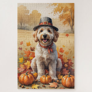Goldendoodle im Herbst belebt Erntedank Kunst
