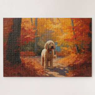 Goldendoodle im Herbst Leaves Fall Inspiriert