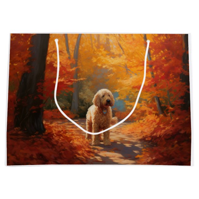 Goldendoodle im Herbst Leaves Fall Inspiriert Große Geschenktüte (Vorderseite)