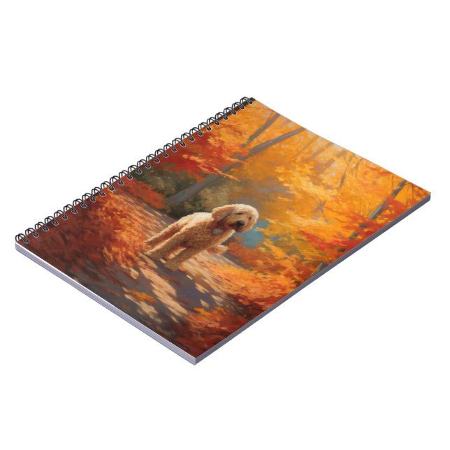 Goldendoodle im Herbst Leaves Fall Inspiriert Notizblock (Linke Seite)