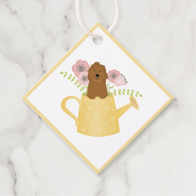 Goldendoodle im Wasser kann gelb sein Geschenkanhänger (Vorderseite)