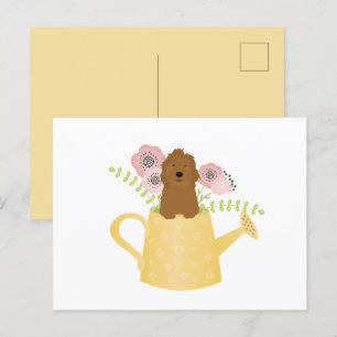 Goldendoodle im Wasser kann gelb sein Postkarte