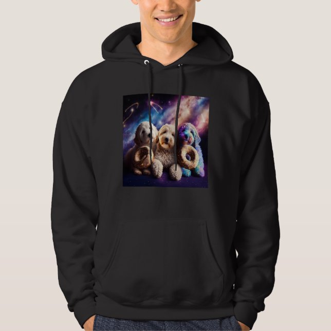 Goldendoodle In Space With Donuts Cute Doodle Boys Hoodie (Vorderseite)