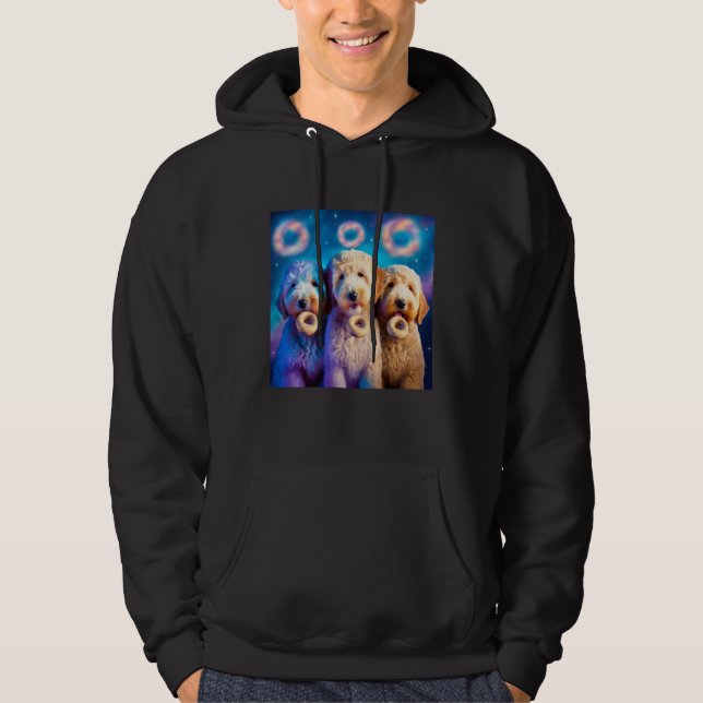 Goldendoodle In Space With Donuts Cute Doodle Boys Hoodie (Vorderseite)