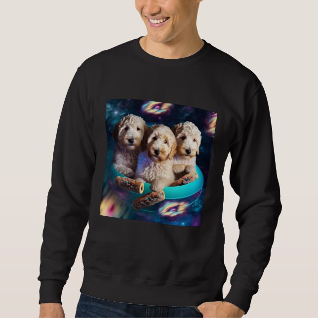 Goldendoodle In Space With Donuts Cute Doodle Boys Sweatshirt (Vorderseite)
