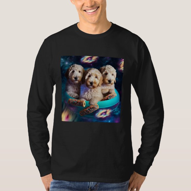 Goldendoodle In Space With Donuts Cute Doodle Boys T-Shirt (Vorderseite)