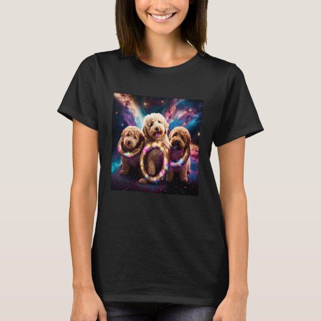 Goldendoodle In Space With Donuts Cute Doodle Boys T-Shirt (Vorderseite)