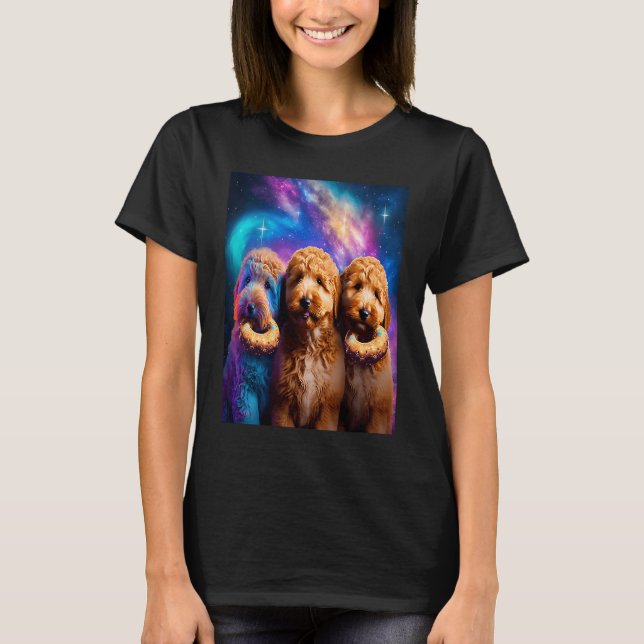 Goldendoodle In Space With Donuts Cute Doodle Boys T-Shirt (Vorderseite)