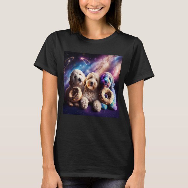 Goldendoodle In Space With Donuts Cute Doodle Boys T-Shirt (Vorderseite)