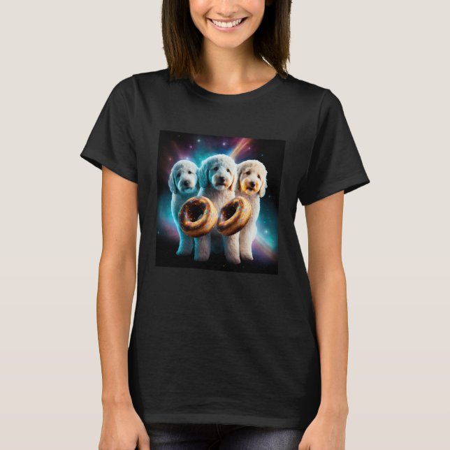 Goldendoodle In Space With Donuts Cute Doodle Boys T-Shirt (Vorderseite)