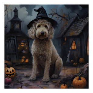 Goldendoodle Kürbisse Halloween Gruselig Poster