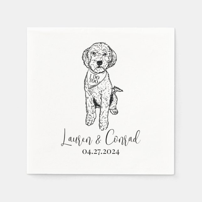 Goldendoodle Labradoodle Custom.Napkin Hund Hochze Serviette (Vorderseite)