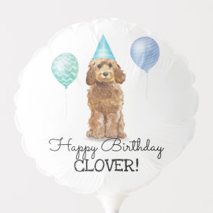 Goldendoodle Lasse Pawty Dog Blue Birthday Party Ballon