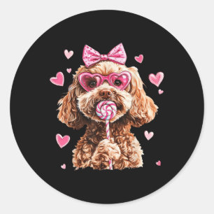 Goldendoodle Liebe Herzstück auf dem Golden Doodle Runder Aufkleber