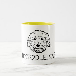 Goldendoodle Liebe! Niedlicher Gekritzelhund Zweifarbige Tasse