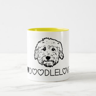 Goldendoodle Liebe! Niedlicher Gekritzelhund Zweifarbige Tasse