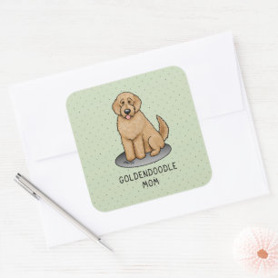 Goldendoodle-Mama Doodle-Mama (goldrot) Hundemutte Quadratischer Aufkleber