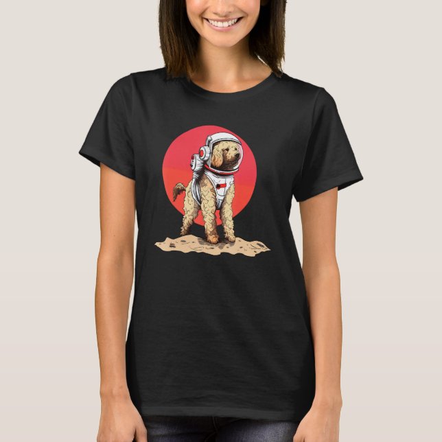 Goldendoodle Mars Funny Dog Astronaut T-Shirt (Vorderseite)