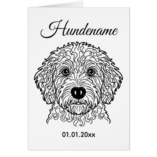 Goldendoodle Minimalist Line Art Personalized card (Vorne)