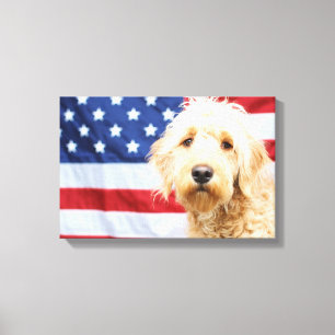 Goldendoodle mit amerikanischer Flagge Leinwanddruck