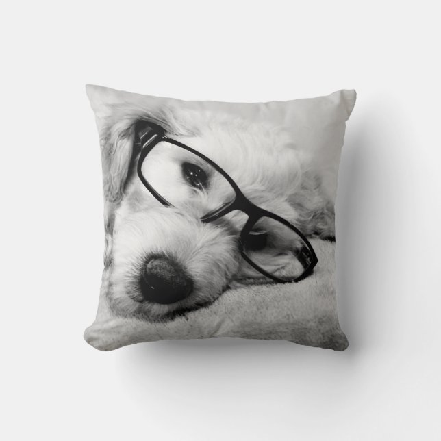 Goldendoodle mit Brille Kissen (Vorderseite)