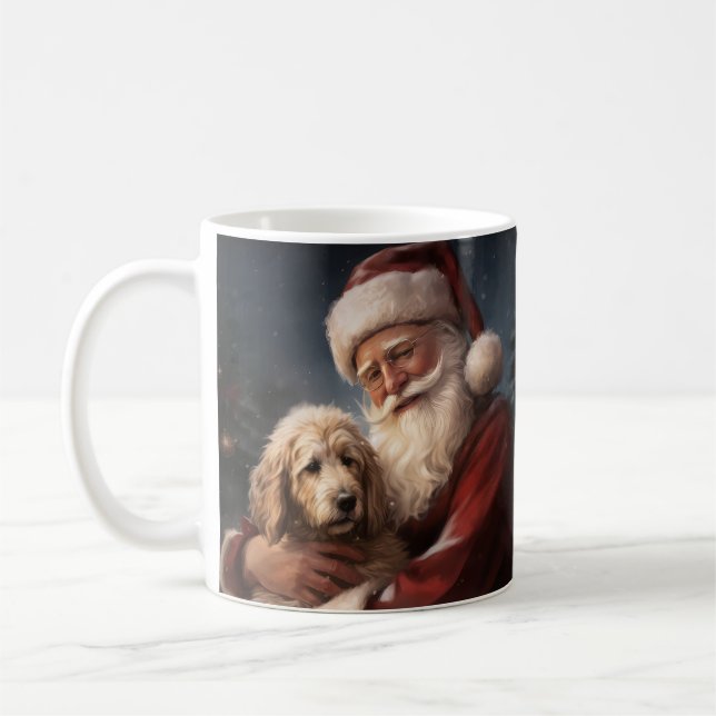 Goldendoodle mit dem Weihnachtsmann Weihnachten Kaffeetasse (Links)