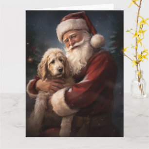 Goldendoodle mit dem Weihnachtsmann Weihnachten Karte