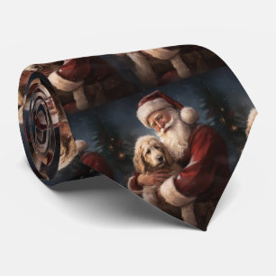 Goldendoodle mit dem Weihnachtsmann Weihnachten Krawatte