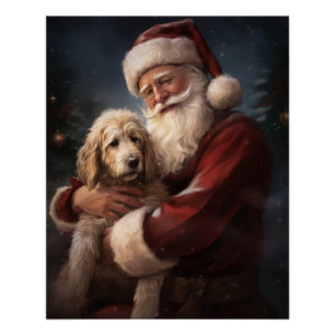 Goldendoodle mit dem Weihnachtsmann Weihnachten Poster