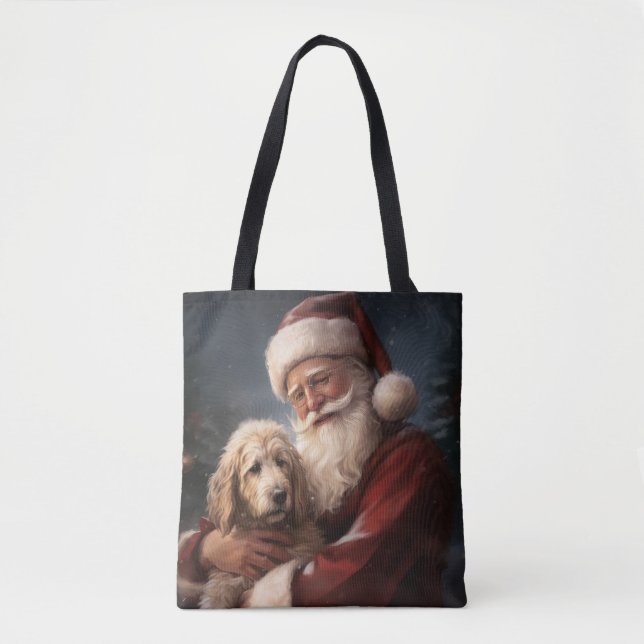 Goldendoodle mit dem Weihnachtsmann Weihnachten Tasche (Vorderseite)