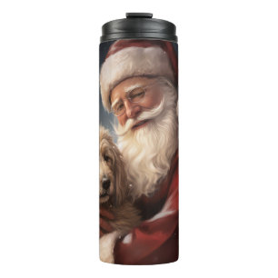 Goldendoodle mit dem Weihnachtsmann Weihnachten Thermosbecher