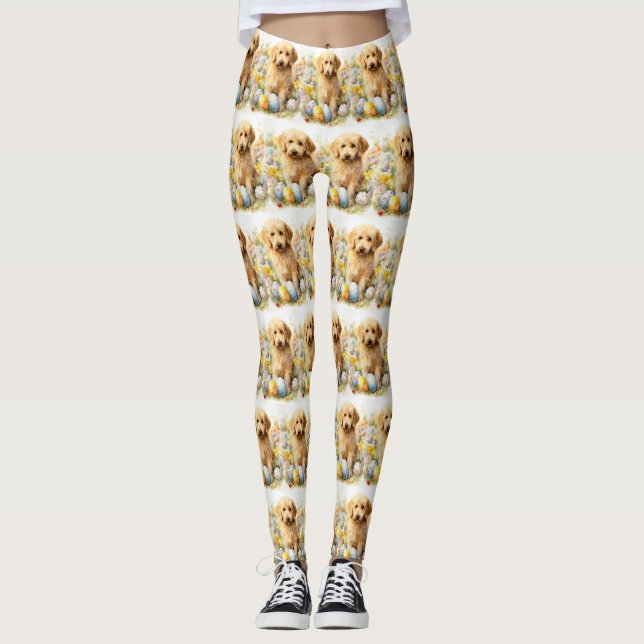 Goldendoodle mit Ostereiern Leggings (Vorderseite)